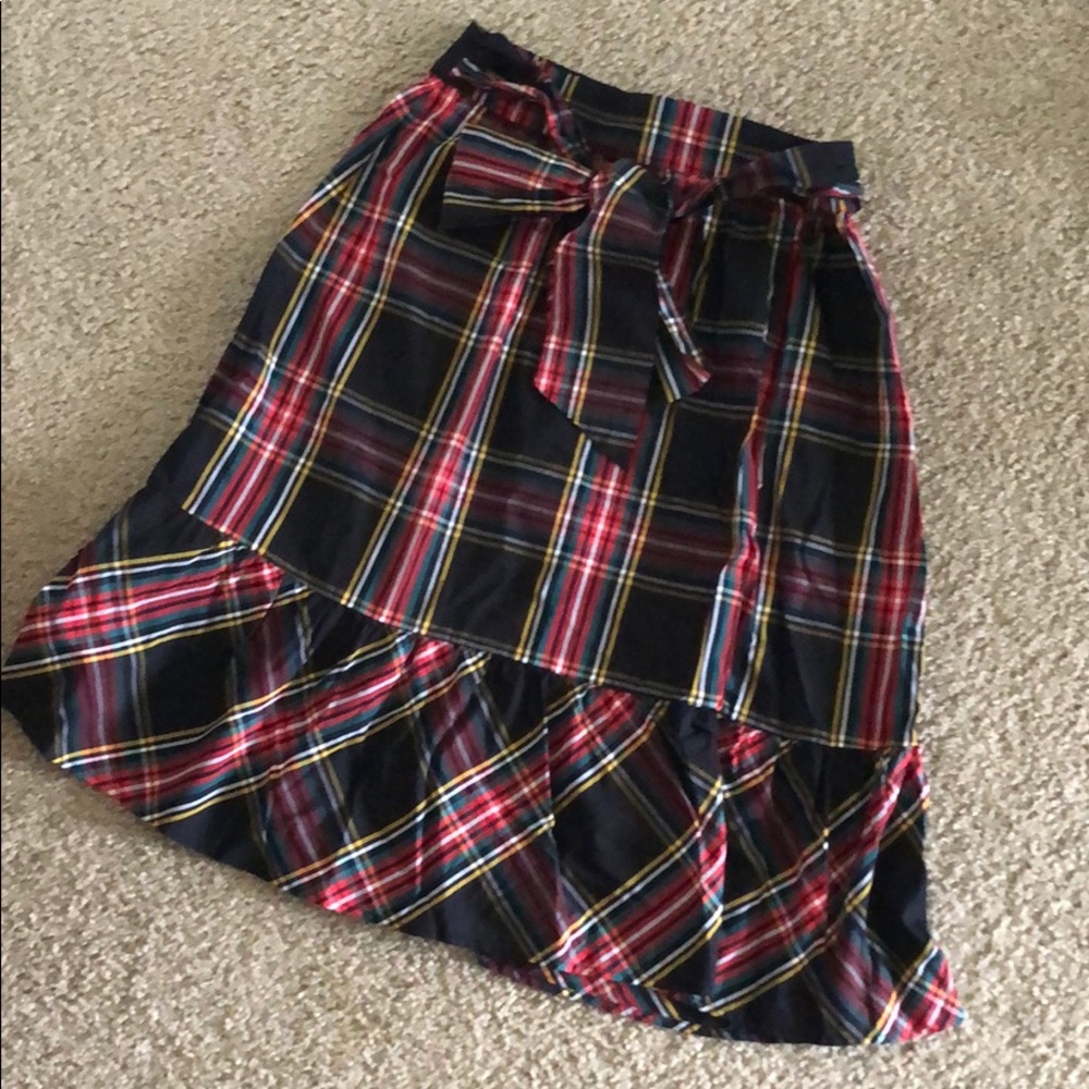 Tartan plaid JCrew Factory Midi Skirt with bow